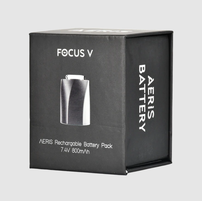 Black box packaging of AERIS Rechargeable Battery Pack with 'FOCUS V' 