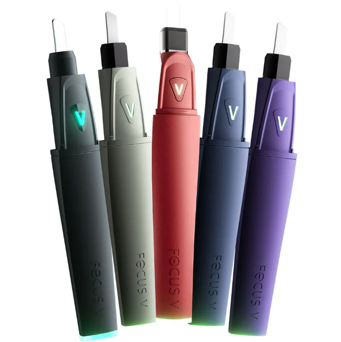 Focus V Saber Hot Knife displaying all colours, black, red, white, blue and purple